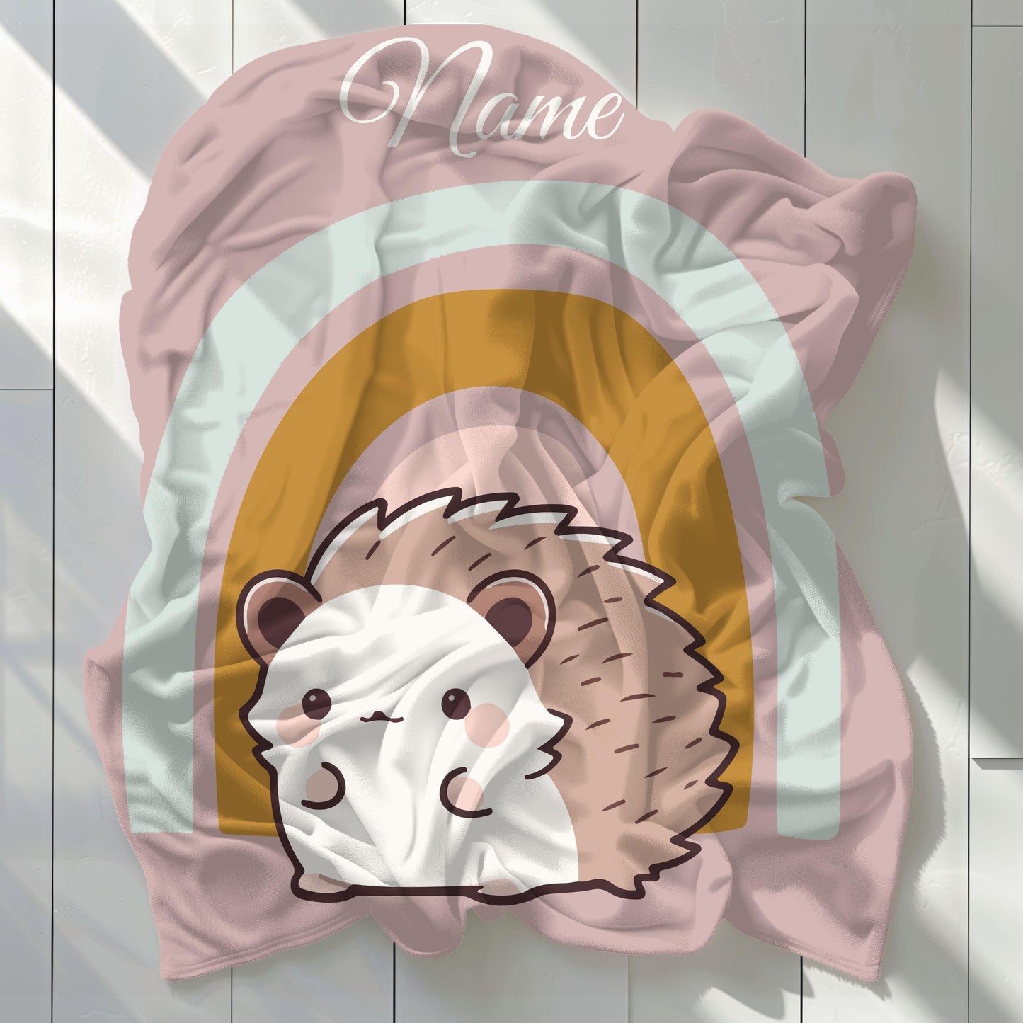 Custom Hedgehog Plush Blanket, Pink Hedgehog Personalized Throw Blanket, Personalized Baby Gift, Nursery Decor, Custom Hedgehog Pet Blanket