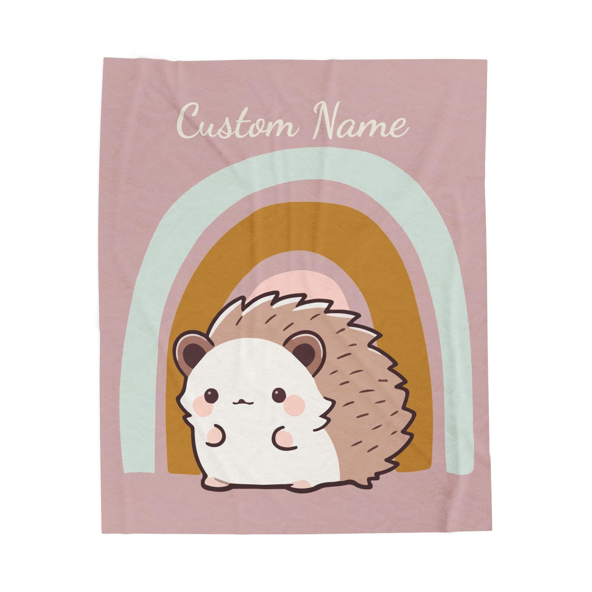 Custom Hedgehog Plush Blanket, Pink Hedgehog Personalized Throw Blanket, Personalized Baby Gift, Nursery Decor, Custom Hedgehog Pet Blanket
