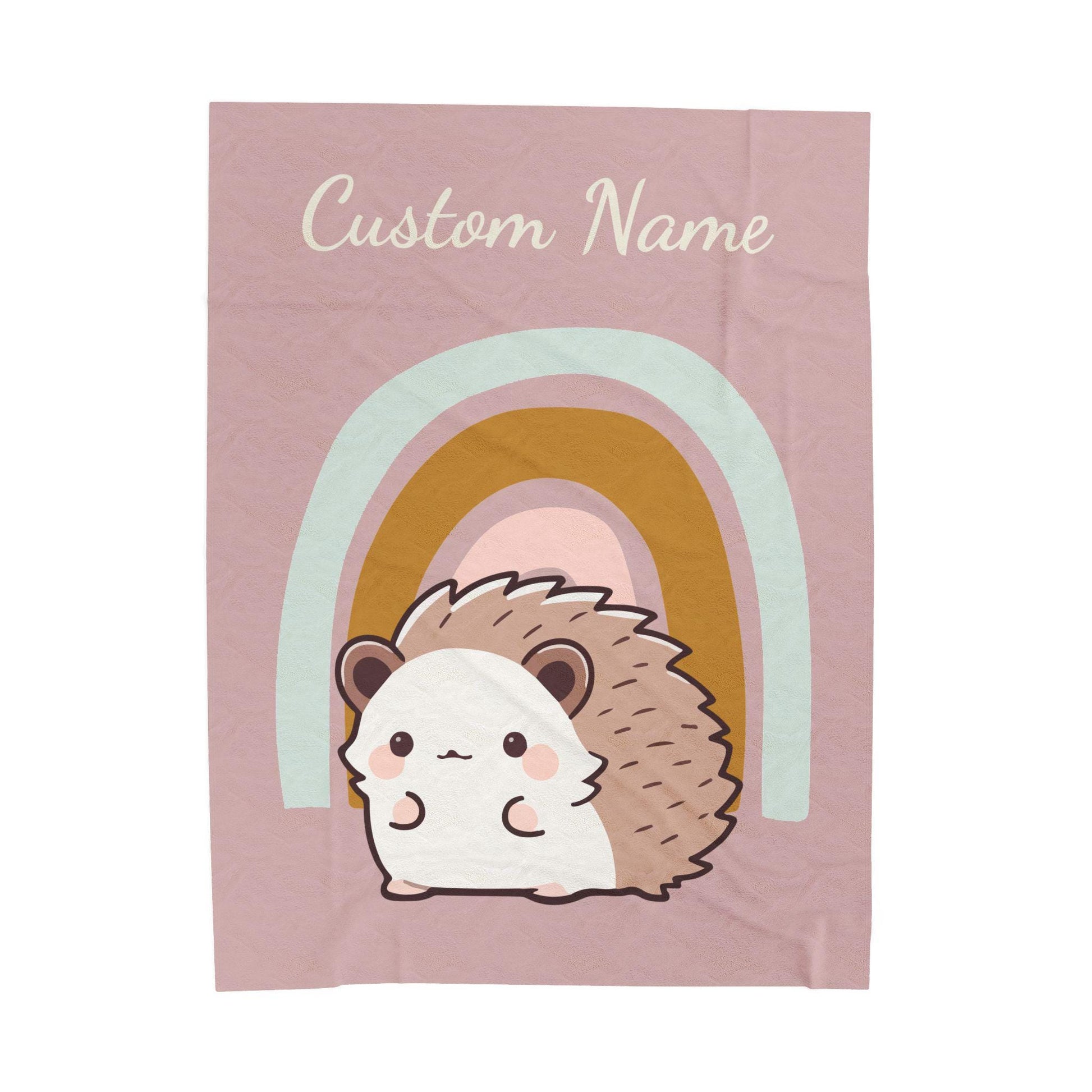 Custom Hedgehog Plush Blanket, Pink Hedgehog Personalized Throw Blanket, Personalized Baby Gift, Nursery Decor, Custom Hedgehog Pet Blanket